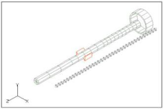 磁性体と円筒形磁石解析メッシュモデル