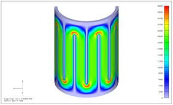 PTCレジンヒータ電流分布解析　電場分布