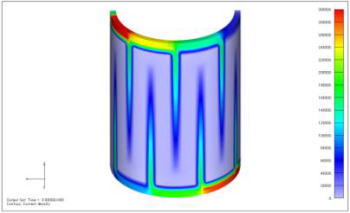 PTCレジンヒータ電流分布解析　電流密度分布