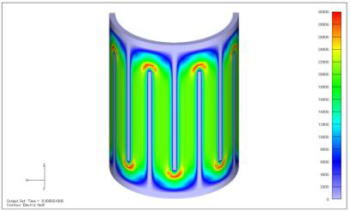 PTCレジンヒータ電流分布解析　電場分布